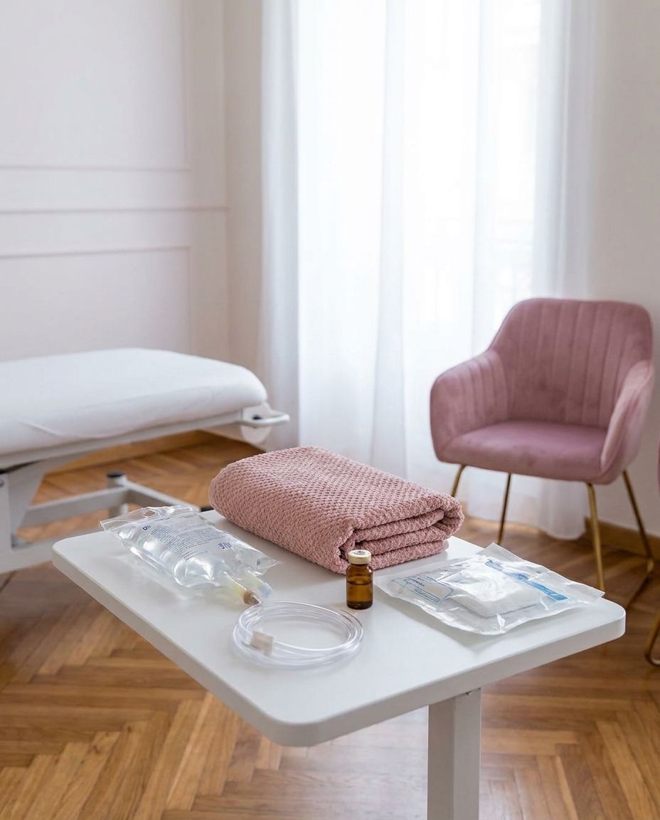 Preparazione di un trattamento di ozonoterapia con siringa sterile in studio
